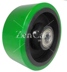 (image for) Wheel; 12" x 3"; PolyU on Cast Iron (Usu Red or Green); Roller Brng; 3/4" Bore; 3-1/4" - 3-1/2" Hub Length; 3200# (Item #88157)