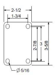 (image for) Caster; Swivel; 4" x 1-1/4"; Phenolic; Plate (2-1/2"x3-5/8"; holes: 1-3/4"x2-7/8" slotted to 3"; 5/16" bolt); Stainless; Stainless Spanner; 350#; Tread brake (Item #63957)