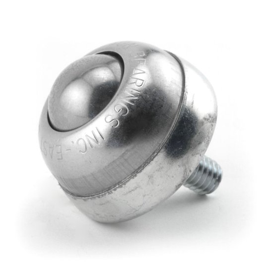 (image for) Ball Transfer; 1\"; Carbon Steel ball; Threaded Stud; 3/8\"-16TPI x 11/16\"; Zinc-plated steel housing and stud; 75#; 1-3/8\" load height (Item #89349)
