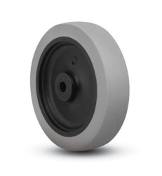 (image for) Caster; Swivel; 3" x 1"; Thermoplastized Rbr (GY); Plate (2-1/2"x3-3/4"; holes: 1-3/4"x2-7/8" slots to 3"; 5/16" bolt); Zinc; Plain bore; 175#; Wheel Brake (Item #63250)