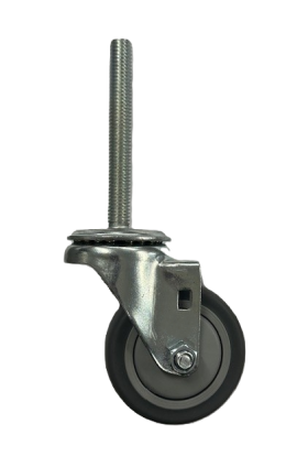 (image for) Caster; Swivel; 3" x 1-1/4"; Gray TPR Rubber; Threaded Stem (1/2"-13TPI x4"); Zinc; Prec Ball Brngs; 210#; Dust Cover (Plastic); Thread guards (Item #63368)