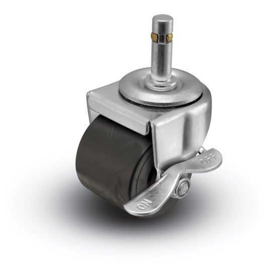 (image for) Caster; Swivel; 2\" x 1-13/16\"; Polyolefin; Grip Ring (7/16\" x 1-7/16\"); Zinc; Plain bore; 300#; Side friction brake (Item #66322)