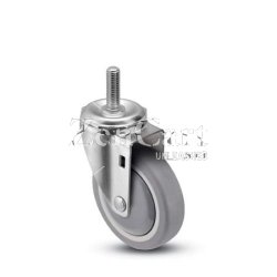 (image for) Caster; Swivel; 3" x 1-1/4"; Thermoplastized Rubber (Gray); Stem (7/16"-14TPI x 2-1/4"); Zinc; Prec Ball Brng; 210#; Dust Cover (Mtl); Thread Guards (Item #64387)