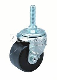 (image for) Caster; Swivel; 2-1/2" x 1-3/4"; Polyolefin; Threaded Stem (1/2"-13TPI x 1-1/2"); Zinc; Roller Brng; 350#; Thumb Screw Brake (Item #66157)