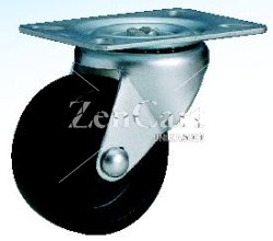 (image for) Caster; Swivel; 1-1/8" x 9/16"; Plastic; Plate; 1-3/16"x1-13/16"; holes: 13/16"x1-3/8"; 3/16" bolt; Zinc; Plain bore; 30# (No matching rigid available) (Item #69749)