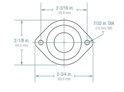 (image for) Ball Transfer; Low Profile; 1" Stainless Steel ball; Flange (2-1/8"x2-3/4": two holes: 2-3/16" apart); Carbon Steel housing; 75#; Low 3/4" inch profile (Item #88805)