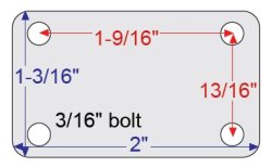 (image for) Caster; Twin; Swivel; 2-3/8" (60mm); Polyurethane; Plate; 1-3/16"x2"; holes: 13/16"x1-9/16"; 3/16" bolt; Black; Zinc Body ; 100# (Item #69451)