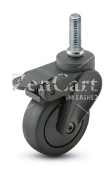 (image for) Caster; Swivel; 4" x 15/16"; PolyU on PolyO (Black); Threaded Stem (5/16"-18TPI x 1"); Black GFN; Delrin Bushing; 125#; Pedal Brake (Item #65654)