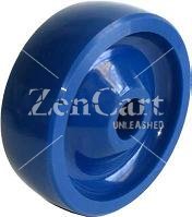 (image for) Caster; Swivel; 6" x 2"; Solid Polyurethane; Plate (4"x4-1/2"; holes: 2-5/8"x3-5/8" slots to 3"x3"; 3/8" bolt); Zinc; Roller Brng; 1000#; Total Lock (Leading) (Item #64003)