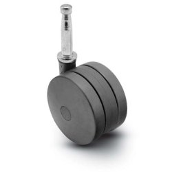 Caster; Twin; Swivel; 3" (75mm); Nylon; Grip Neck; 5/16"x1-1/2"; Black; Rivet; 165# (Item #68959)