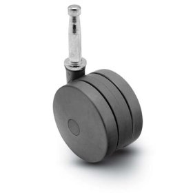 (image for) Caster; Twin; Swivel; 3" (75mm); Nylon; Grip Neck; 5/16"x1-1/2"; Black; Rivet; 165# (Item #68959)