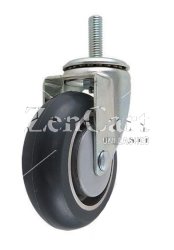 (image for) Caster; Swivel; 6" x 2"; ThermoPlastic Rubber Donut (Gray); Threaded Stem (1/2"-13TPI x 1-1/2"); Zinc; Roller Brng; 375# (Item #63513)