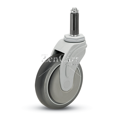 (image for) Caster; Swivel; 4" x 1-1/4"; Thermoplastized Rubber; Expandable Adapter (Round for 1" ID tubing); Nylon Yoke; Prec Ball Brng; 275#; Thrd Grds (Item #63742)
