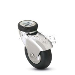(image for) Caster; Swivel; 3" x 15/16"; Rubber; Soft; Hollow Kingpin (3/8" bolt); Bright Chrome; Precision Ball Brng; 110#; Hood (Item #68575)