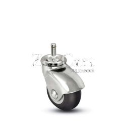 (image for) Caster; Swivel; 2" x 1"; Rubber (Soft; non-marking); Grip Ring (7/16" x 7/8"); Chrome; Precision Ball Brng; 125#; Thread guards (Item #63941)
