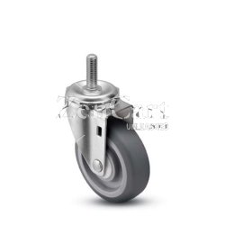 (image for) Caster; Swivel; 4 x 1-1/4; PolyU on PolyO (Gr/Bg); Threaded Stem (1/2-13TPI x 1-1/2); Stainless; Delrin Spanner; 300# (Item #66570)