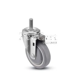 (image for) Caster; Swivel; 4" x 1-1/4"; PolyU on PolyO (Gr/Bg); Threaded Stem (1/2"-13TPI x 1-1/2"); Zinc; Ball Bearing (Single); 300#; Thread guards; Dust Cover (Mtl) (Item #65821)