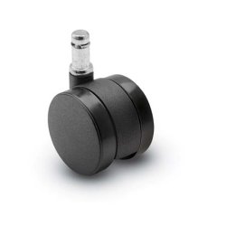 Caster; Twin; Swivel; 2-3/8 (60mm); Polyurethane; Grip Ring; 7/16x1-7/16; Black; Rivet; 100# (Item #68724)