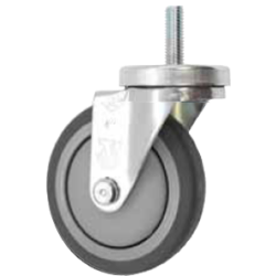 Caster; Swivel; 5" x 1-1/4"; Thermoplastized Rubber (Gray); Threaded Stem (1/2"-13TPI x 1-1/2"); Zinc; Ball Bearing (Single); 300#; Thread guards; Dust Cover (Item #65811)