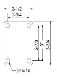 (image for) Cstr; Swivel; 4 x 1-1/4; Rubber (Gr) on Alum; Top Plate; 2-1/2x3-3/4; holes: 1-3/4x2-7/8 (slotted to 3); 5/16 bolt; Prec Brng; Wgt Cap: 250# (Item #69915)