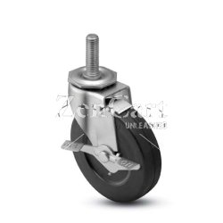 (image for) Caster; Swivel; 4" x 15/16"; Polyolefin; Threaded Stem (1/2"-13TPI x 1"); Zinc; Plain bore; 150#; Tread Brake (Item #64458)
