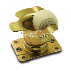(image for) Caster; Swivel; Air Cargo Conveyor; 2-1/4" x 1-3/4"; Nylon; Plate; 3-3/16"x4-3/8": ); Gold Dichromate; Sealed Prec B.B; Prec Tprd Rcwy B; Toe Guard; 450# (Item #63483)