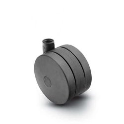 Caster; Twin; Swivel; 4" (100mm); Nylon; Stemless; Black; Rivet; 175# (Receives Shepherd 0.43" x 2-1/8" stem) (Item #68917)