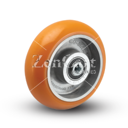 (image for) Wheel; 4" x 2"; Donut 95A PolyU on Alum; Precision Ball Brng; 1/2" Bore; 2-7/16" Hub Length; 800#. (Usu Orange or Maroon). (Item #87750)