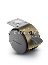 (image for) Caster; Twin; Swivel; 2in (50mm); Nylon; Top Plate; 1-1/2x1-1/2; hole spacing: 1x1; 3/16 bolt; Antique; Zinc Body; 75#; Pedal Lock; Wheel; Hood (Item #68613)