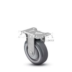 (image for) Caster; Rigid; 4" x 1-1/4"; PolyU on PolyO (Gray); Plate; 2-5/8"x3-3/4"; holes: 1-3/4"x2-3/4" (slots to 3"); 5/16" bolt; Zinc; Prec Ball Brng; Wgt Cap: 300#; TG (Item #65192)