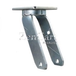 (image for) Yoke; Swivel; 8" x 2-1/2"; Plt (4-1/2"x6-1/4"; holes: 2-7/16"x4-15/16" slotted to 3-3/8"x5-1/4";1/2" blt); Znc; 3/4" Bore; 2-7/8" Hub Lngth; 2200#; Kingpinless (Item #87681)