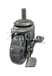 (image for) Caster; Swivel; 2" x 13/16"; Polyurethane (Clear); Threaded Stem (5/16"-18TPI x 3/4"); Zinc; Plain bore; 90#; Side friction brake (Item #63344)