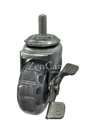 (image for) Caster; Swivel; 2" x 13/16"; Polyurethane (Clear); Threaded Stem (5/16"-18TPI x 3/4"); Zinc; Plain bore; 90#; Side friction brake (Item #63344)