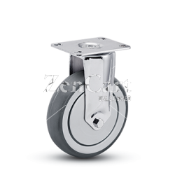 (image for) Caster; Rigid; 3" x 1-1/4"; Anti-Microbial TPR; Plate (2-1/2"x3-5/8"); Stainless Steel; Precision Ball Brng; 165#; Thread guards (Item #64342)