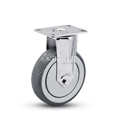 (image for) Caster; Rigid; 3" x 1-1/4"; Anti-Microbial TPR; Plate (2-1/2"x3-5/8"); Stainless Steel; Precision Ball Brng; 165#; Thread guards (Item #64342)