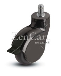 (image for) Caster; Swivel; 3" x 1"; TPR Black; Grip Ring (7/16" x 1-7/16"); Black Nylon; Concealed Axle; Prec Ball Brng; 110#; Raceway Seal; Thrd guards; Wheel Brake (Item #63144)