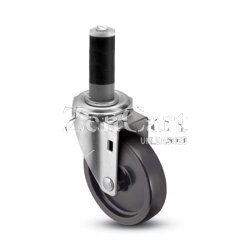 (image for) Caster; Swivel; 4" x 1"; Polyolefin; Expandable Adaptor (1" - 1-1/8" ID Tubing); Zinc; Oillite/ Delrin Brng; Wgt Cap: 220# (Item #69933)