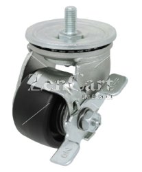 (image for) Caster; Swivel; 3" x 1-13/16"; Glass/ Nylon; Threaded Stem (1/2"-13TPI x 1"); Zinc; Roller Brng; 1100#; Top Lock Brake (Item #63221)