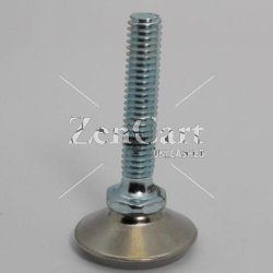 (image for) Swiveling Leveler Glide; 5/8" Tall 1-1/8" Diam HDPE Base, Nickel Plated Steel Cover; Stainless Steel Threaded Stem (5/16"-18TPI x 1-1/2"); Slant base/ Swivel (Item #87594)