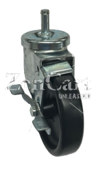 (image for) Caster; Swivel; 5" x 1-1/4"; Polyolefin; Grip Ring (7/16" x 1-1/4"); Zinc; Plain bore; 300#; Tread brake; Metal Dust cover (Item #65391)