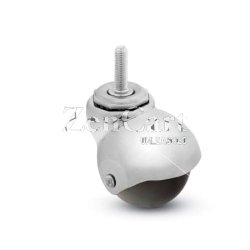 (image for) Caster; Spherical; Swivel; 2"; Polyolefin; Threaded Stem; 5/16"-18TPI x 1"; Bright Chrome; Plain bore; 80# (Item #69105)