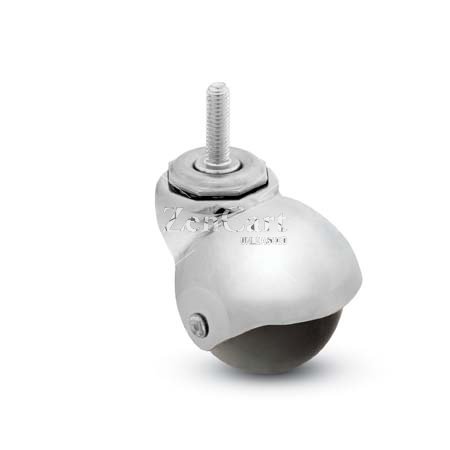 (image for) Caster; Spher; Swivel; 2"; Polyolefin; Threaded Stem; 3/8"-16TPI x 1-1/2"; Bright Chrome; Plain bore; 80# (Item #69083)