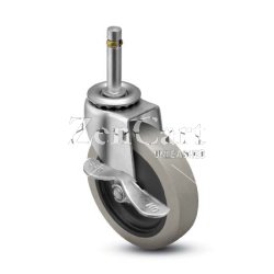 (image for) Caster; Swivel; 3"x13/16"; PolyU on PolyO (Gray); Grip Ring; 7/16"x7/8"; Zinc; Plain bore; 120#; Side friction brake (Item #67466)