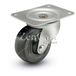 (image for) Caster; Swivel; 2" x 15/16"; Rubber (Hard); Top Plate (1-7/8" x 2-9/16"; holes: 15/16" x 2-1/8"; 1/4" bolt); Zinc; Plain bore; 125# (Item #66272)