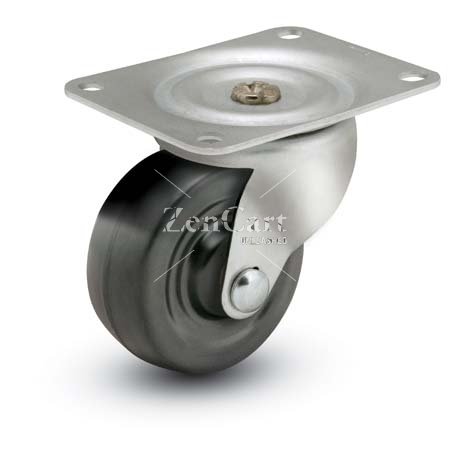 (image for) Caster; Swivel; 3x1-1/4; Rubber (Hard; Non-marking); Top Plate (3-1/8x4-1/8; holes: 2-3/8x3-3/8 slotted to 3-7/16; 5/16 bolt); Zinc; Plain bore; 150# (Item #67030)