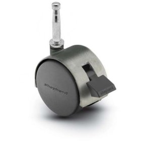 (image for) Caster; Twin; Swivel; 2in (50mm); Nylon; Grip Neck; 5/16x1-1/2; Satin Chrome; Zinc Body; 75#; Pedal Lock; Wheel; Hood (Item #68089)