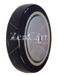 (image for) Wheel; 4" x 1-1/4"; PolyU on PolyO (Black); Ball Brng; 3/8" Bore; 1-9/16" Hub Length; 300#; Thread Guards (Item #87195)