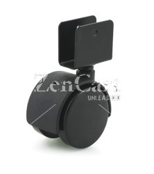 (image for) Caster; Twin Wheel; Swivel; 50mm; Nylon; U Bracket (3/4" ID); 1-5/16" High x 1-1/2" Long; Black; Steel Axle; 85#; Hood (Screw included) (Item #66434)