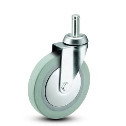 Caster; Swivel; 3" x 7/8"; Thermoplastized Rubber (Gray); Grip Ring (7/16"x1-7/16"); Chrome; Ball Brng; 140#; Thread Guards (Item #64238)