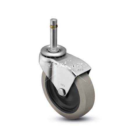 (image for) Caster; Swivel; 2-1/2" x 13/16"; PolyU on PolyO (Gray); Grip Ring (7/16" x 1-7/16"); Zinc; Plain bore; 95#; Hood (Item #65355)